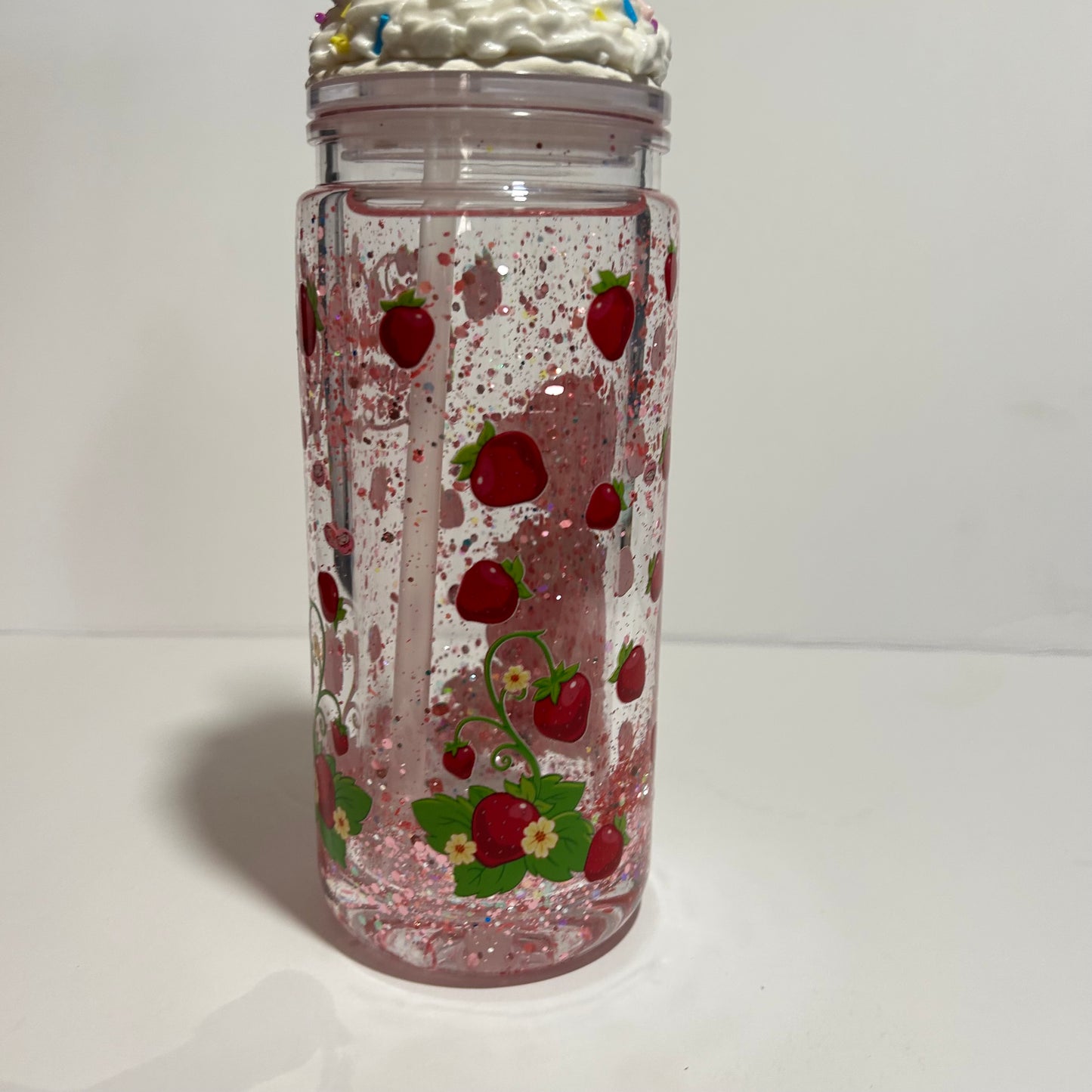 Strawberry Shortcake Glitter Lava Acrylic Tumbler πβ¨