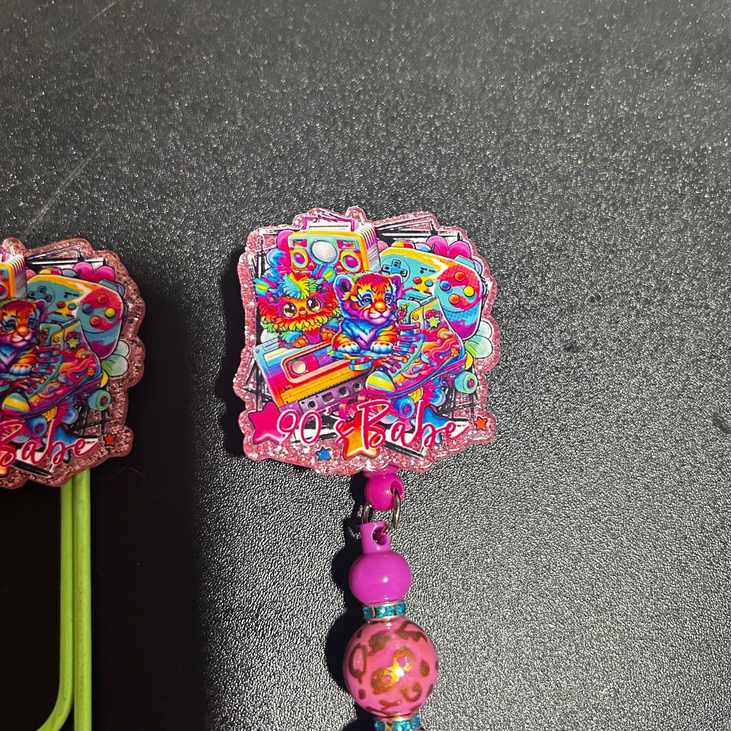 π 90s Babe Beaded Badge Reel β¨