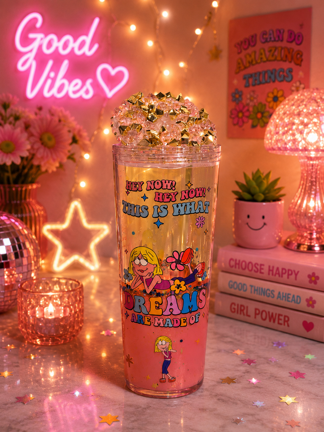 “Dreams Are Made Of This” Lizzie McGuire Retro Acrylic Tumbler ✨🌼🪩