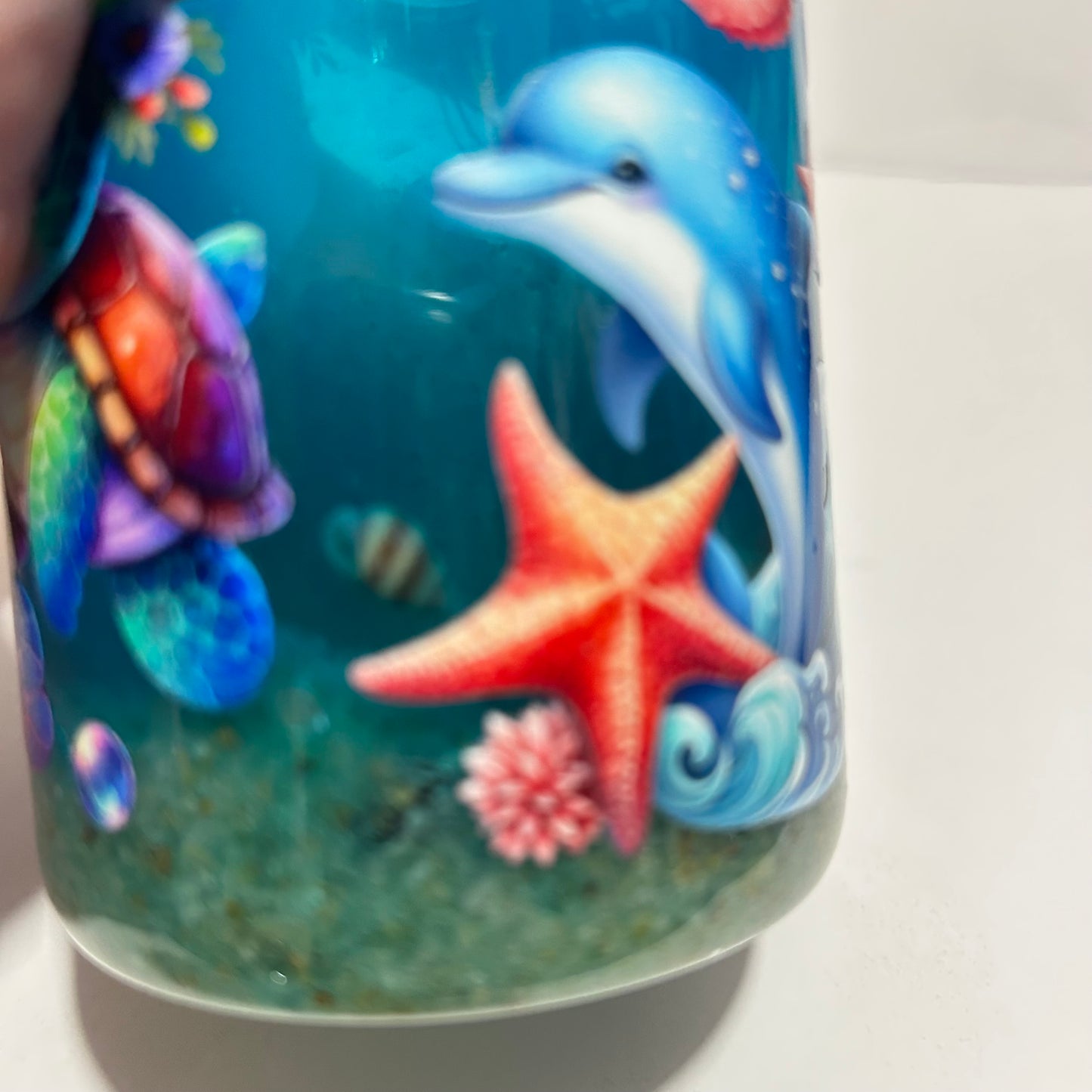 Ocean Blossom Turtle Acrylic Sand Tumbler 🐢🌊✨