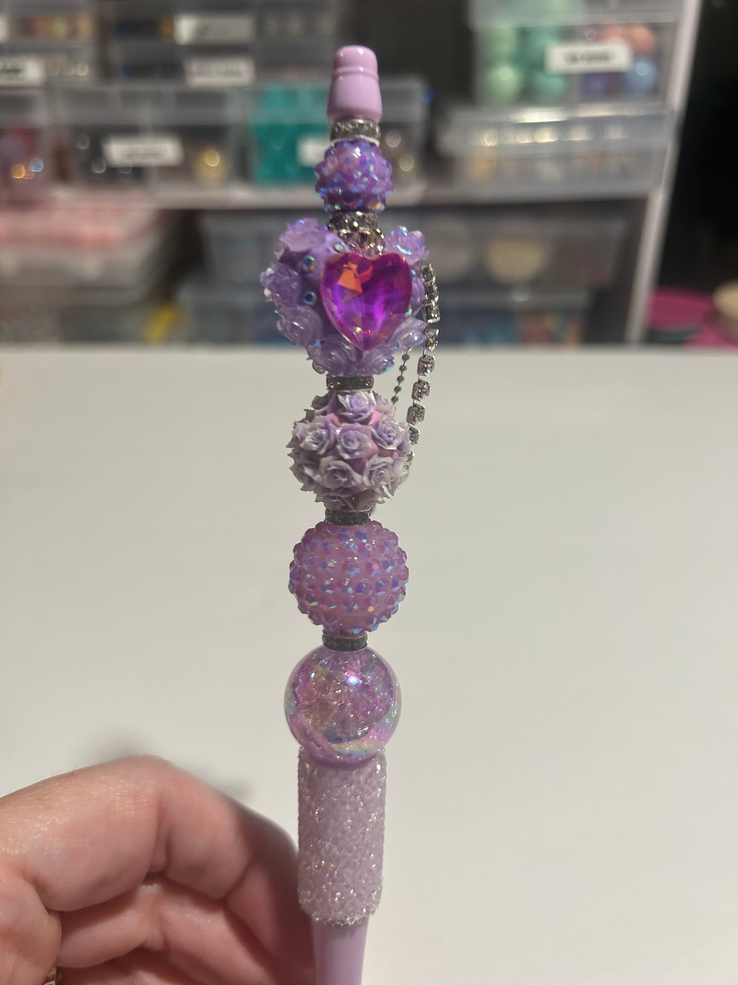 💜 Royal Lavender Luxe Beaded Pen ✨