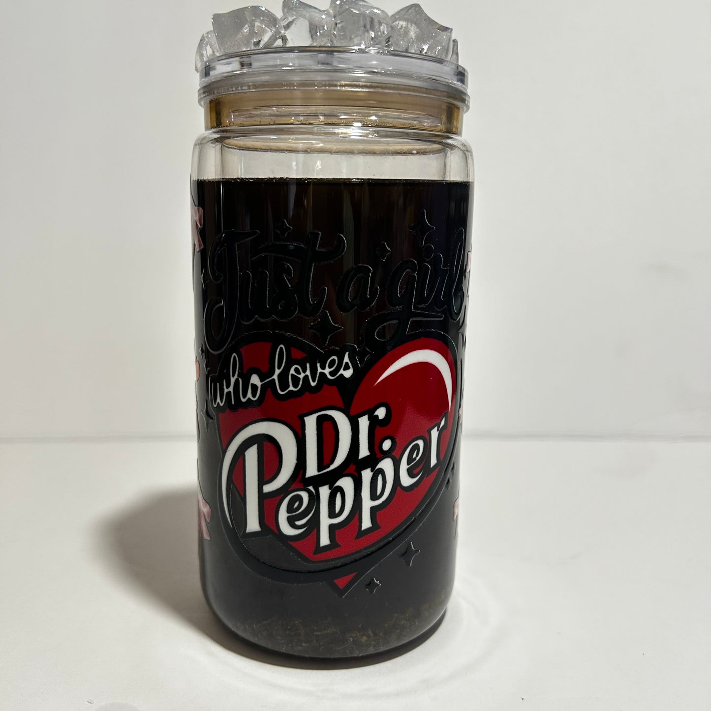 Just a Girl Who Loves Dr Pepper Acrylic Glitter Tumbler ❤️✨