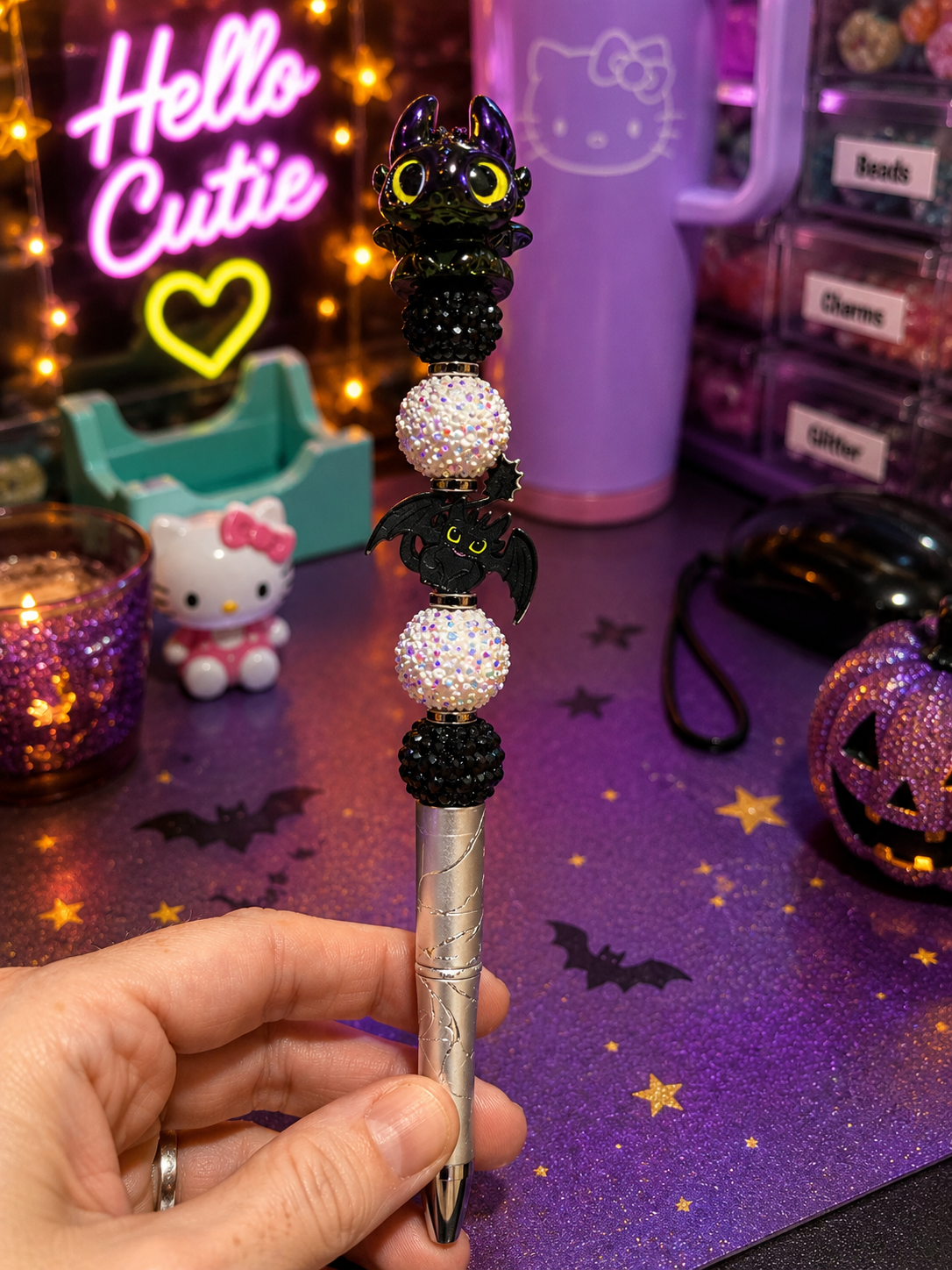 🖤 Night Fury Inspired Beaded Pen ✨