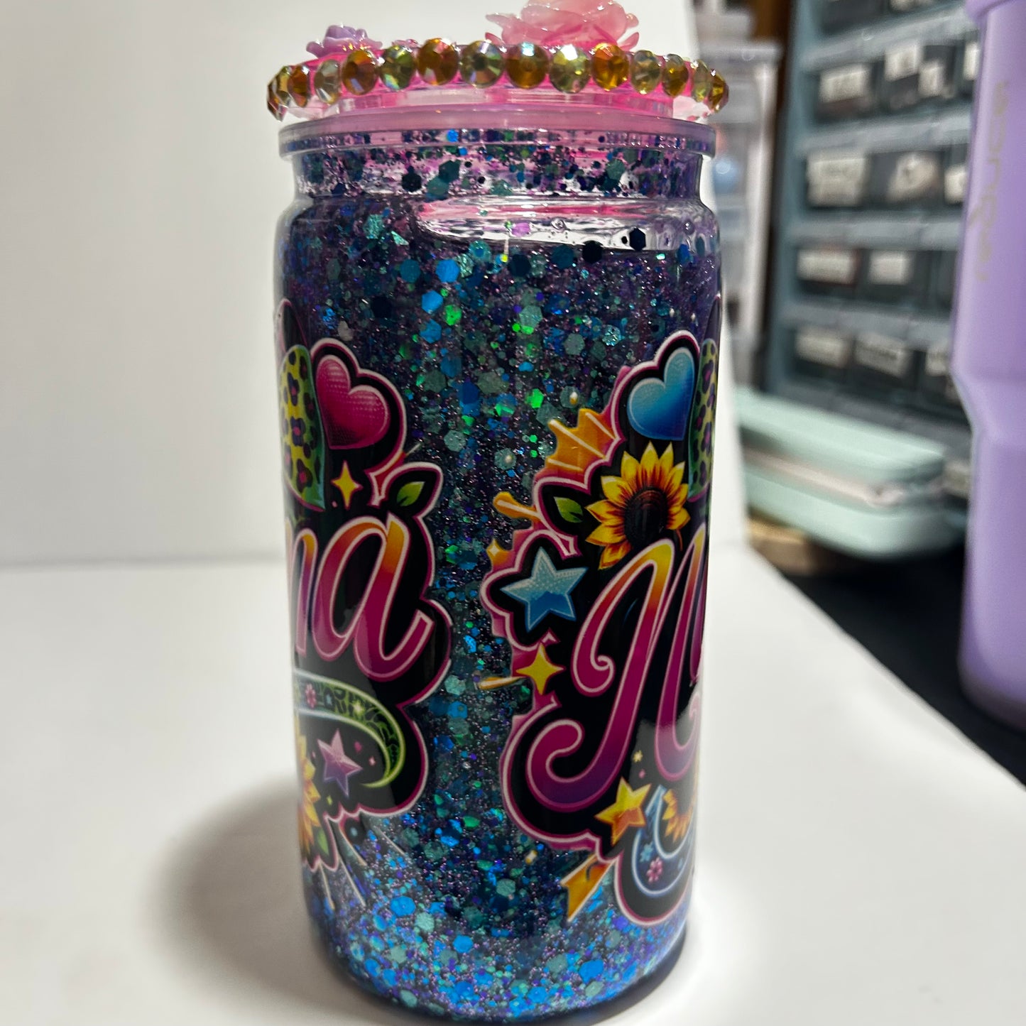 Neon Mama Acrylic Glitter Tumbler 💖✨