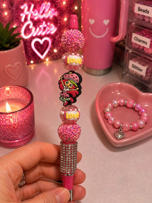 🍓 Sweet Strawberry Love Beaded Pen 🍓