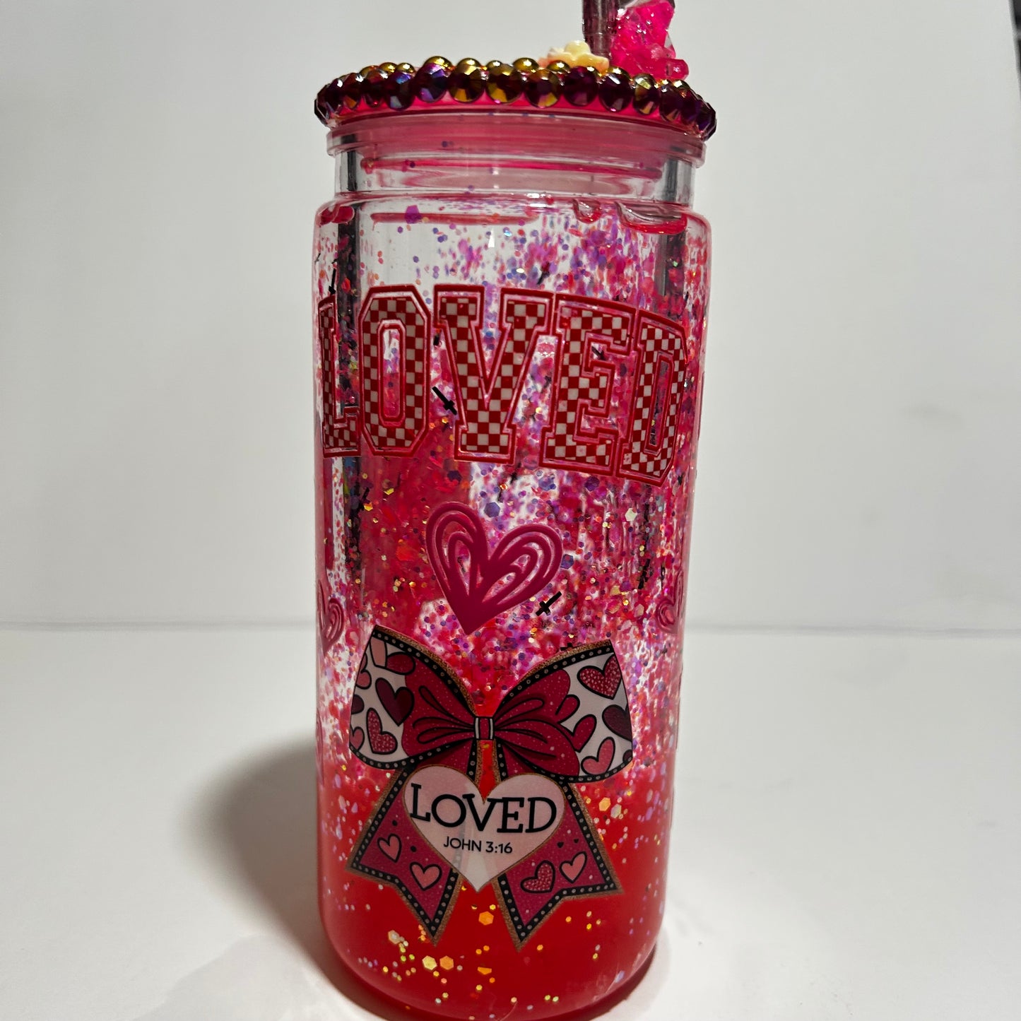 Loved John 3:16 Acrylic Lava Glitter Tumbler 💖✨