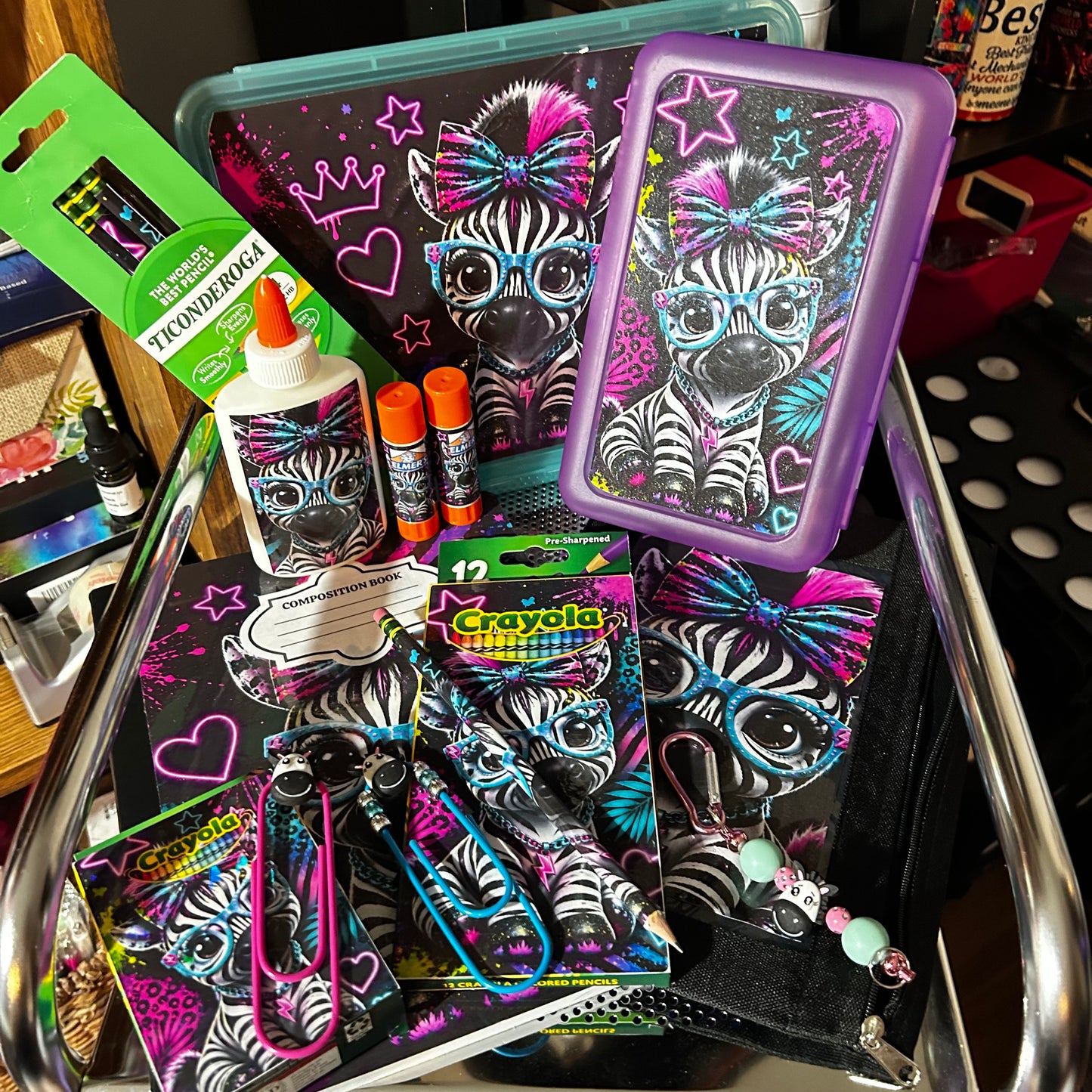 Personalized Zebra Back to School Supply Set | Matching School Supplies for Girls
