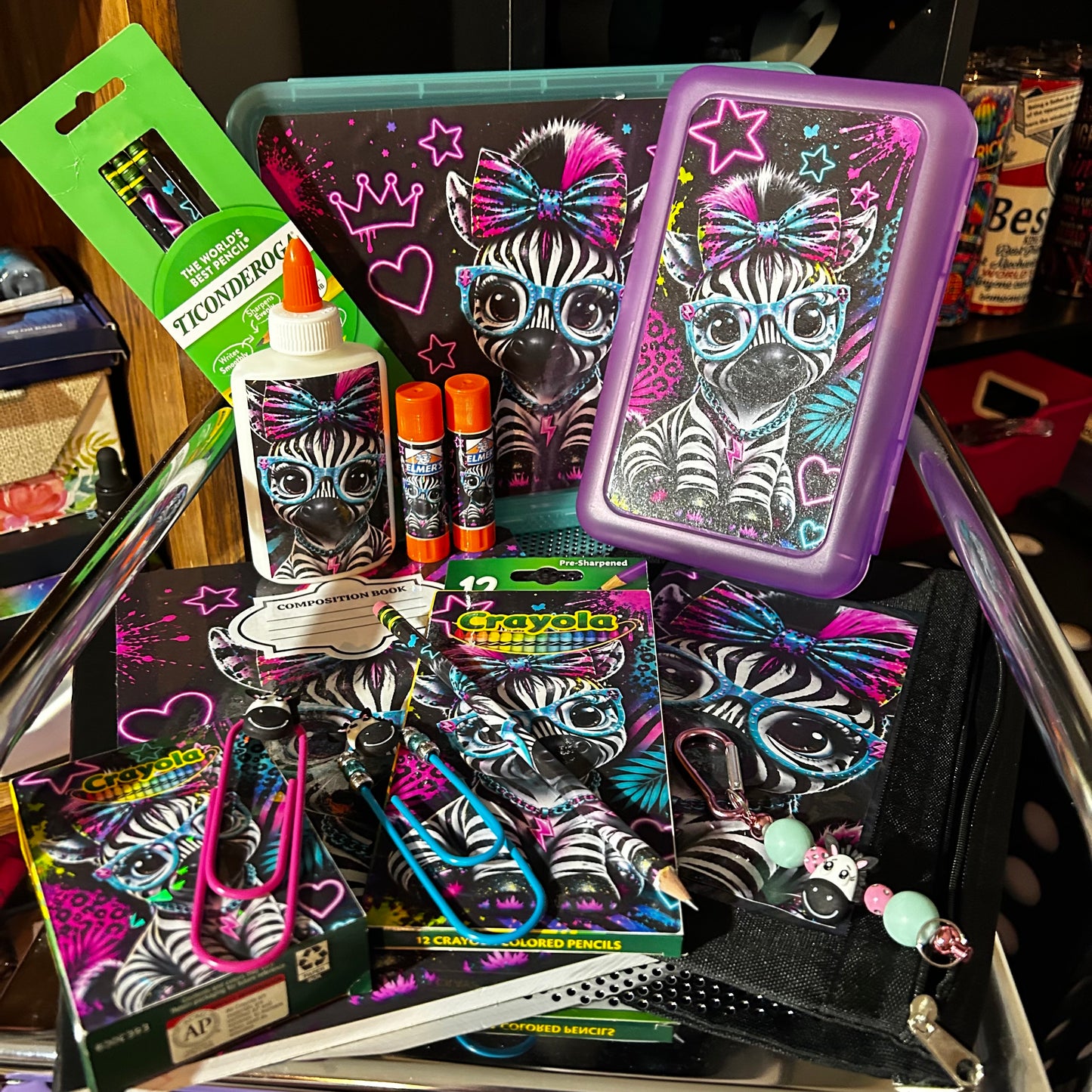 Personalized Zebra Back to School Supply Set | Matching School Supplies for Girls