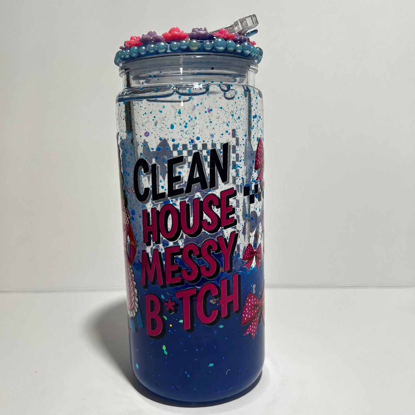 Clean House Messy B*tch Acrylic Lava Tumbler 💙✨
