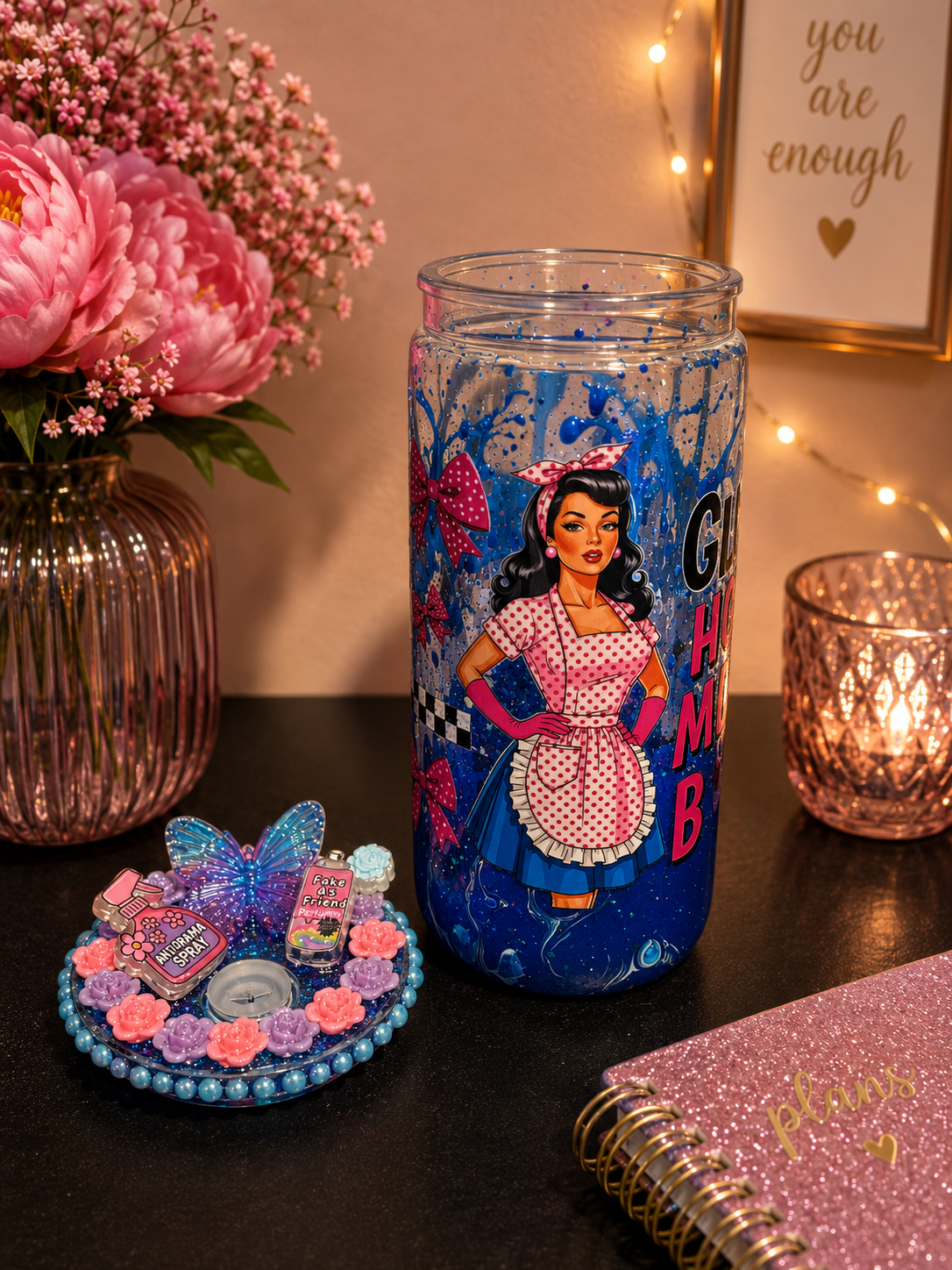 Clean House Messy B*tch Acrylic Lava Tumbler 💙✨
