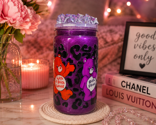 B* Please Bear 20 oz Cat Eye Acrylic Tumbler 💜🐻✨