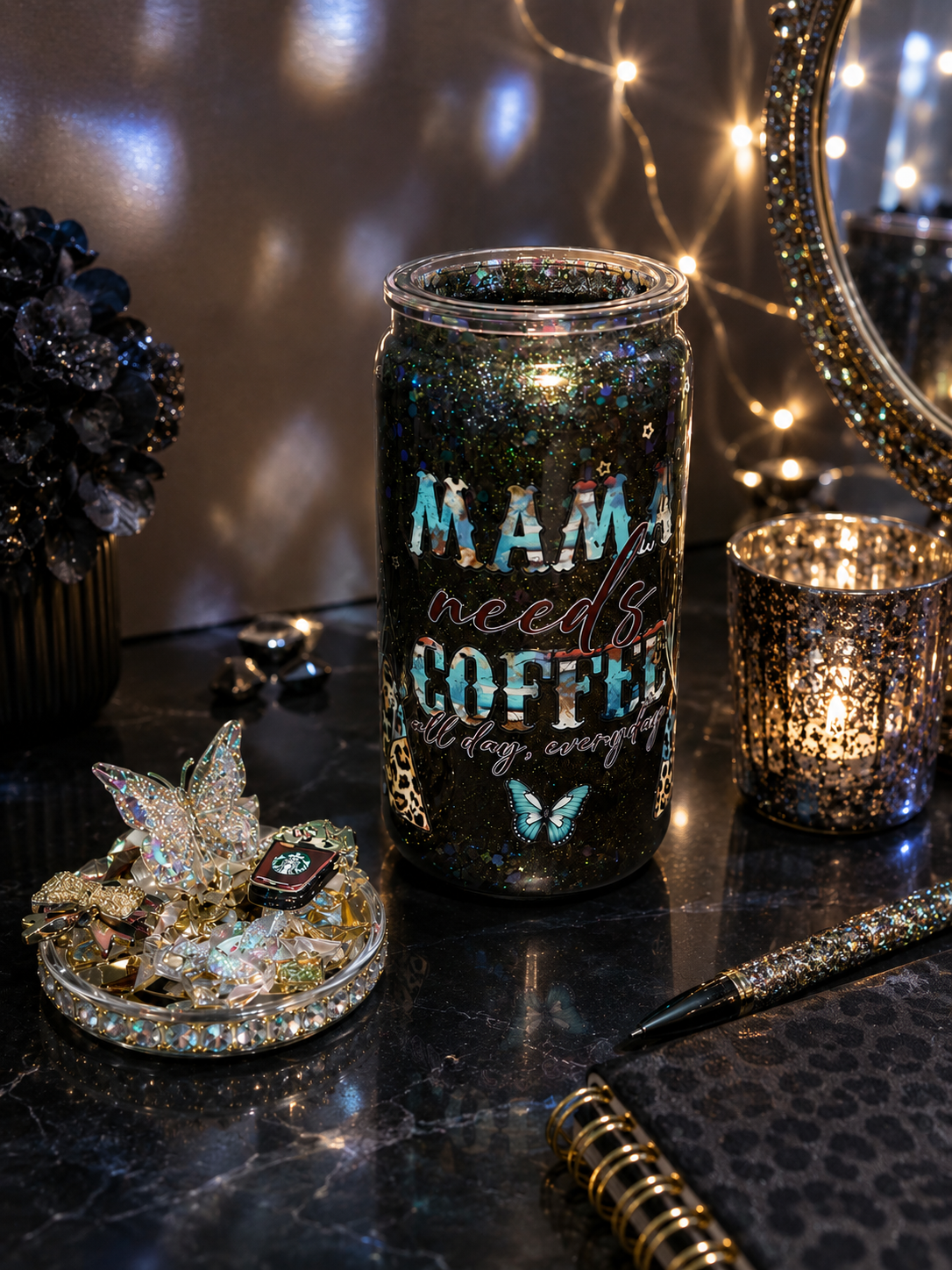 Mama Needs Coffee Acrylic Waterfall Tumbler ☕✨