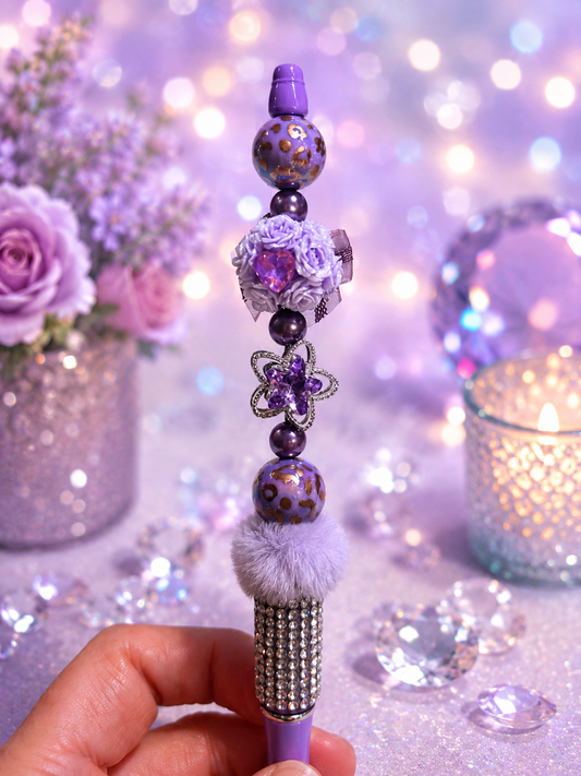 💜 Lavender Luxe Glam Beaded Pen ✨
