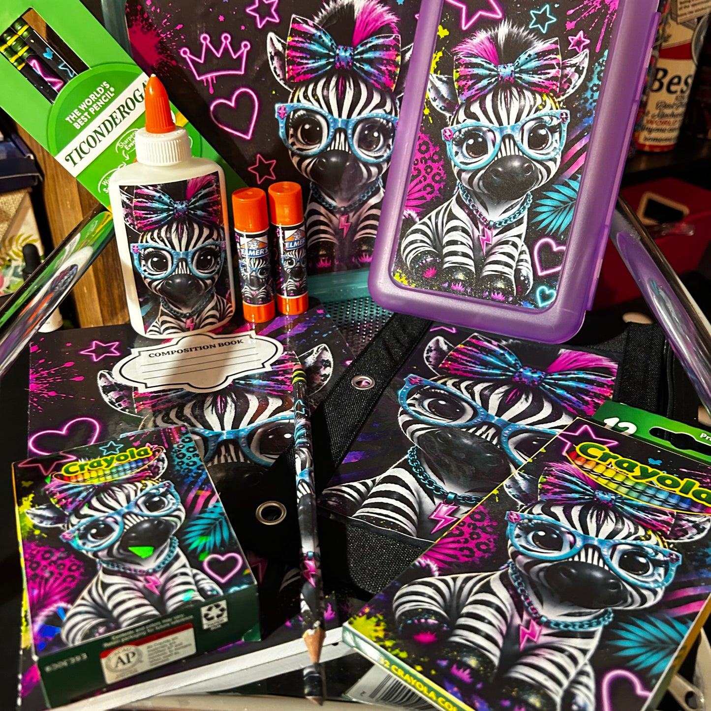 Personalized Zebra Back to School Supply Set | Matching School Supplies for Girls