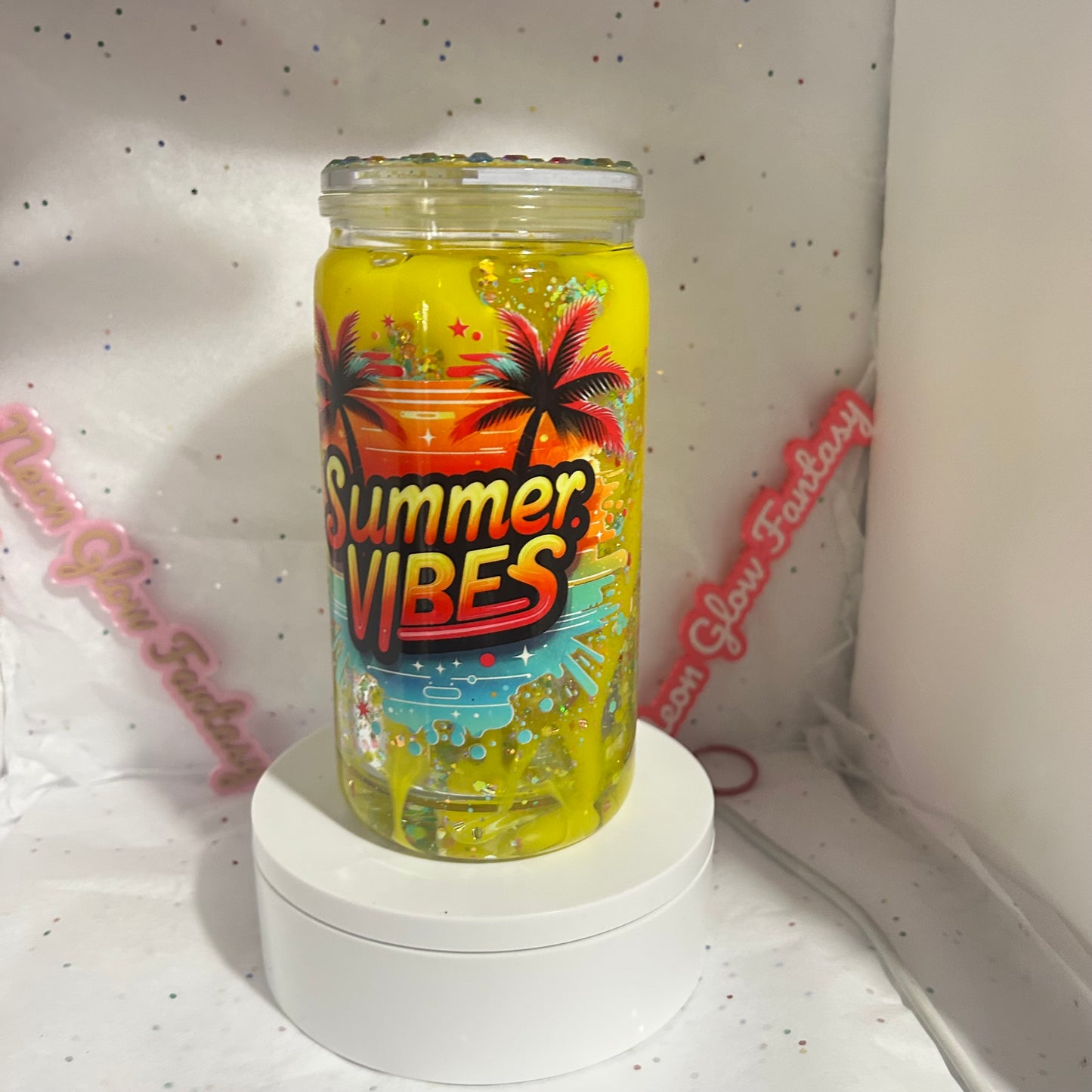 🌴 Summer Vibes Acrylic Snow Globe Cup ☀️