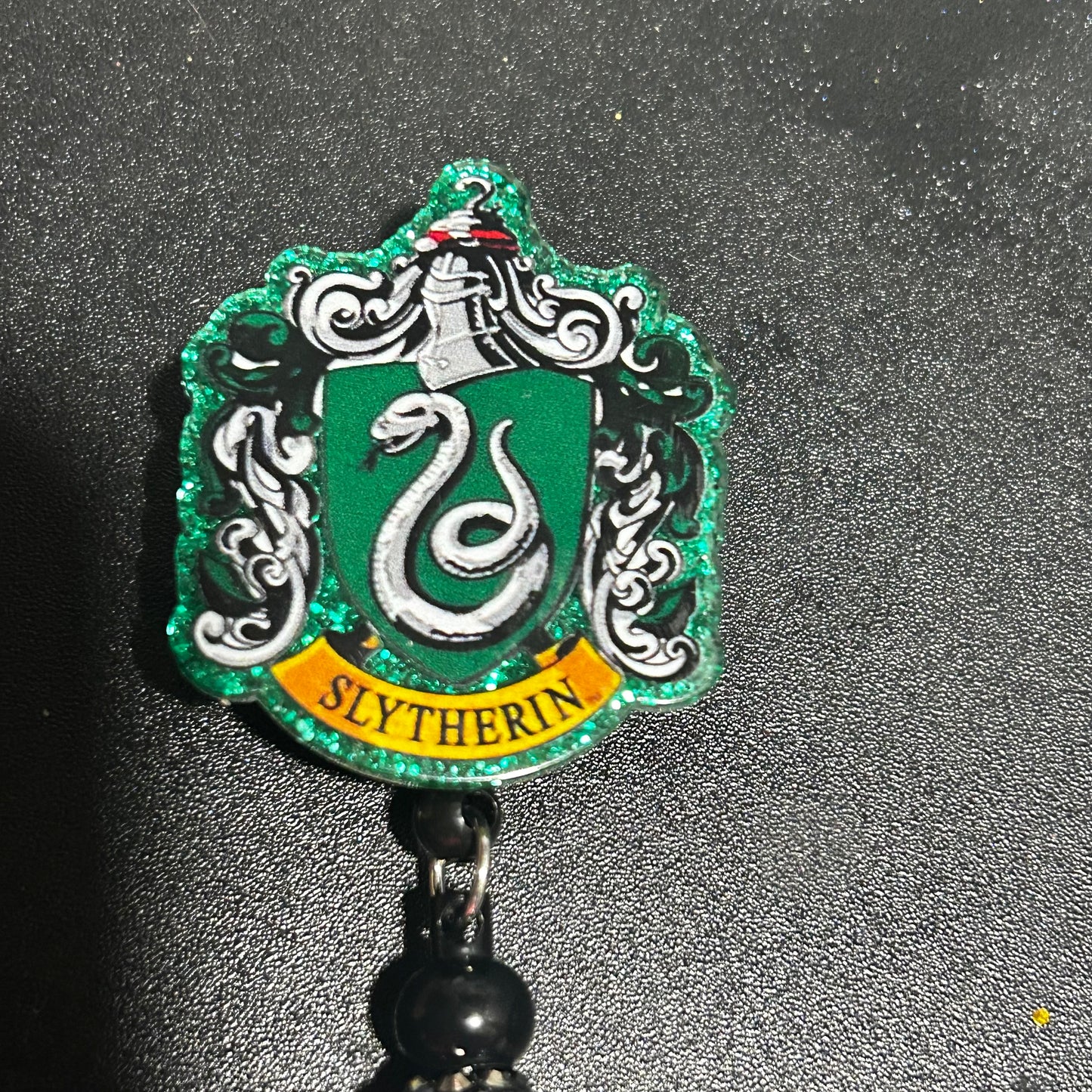 🐍 Slytherin House Beaded Badge Reel ✨