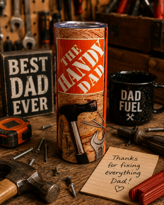 The Handy Dad 20 oz Stainless Steel Tumbler | Father’s Day Gift | Carpenter, Contractor & DIY Gift