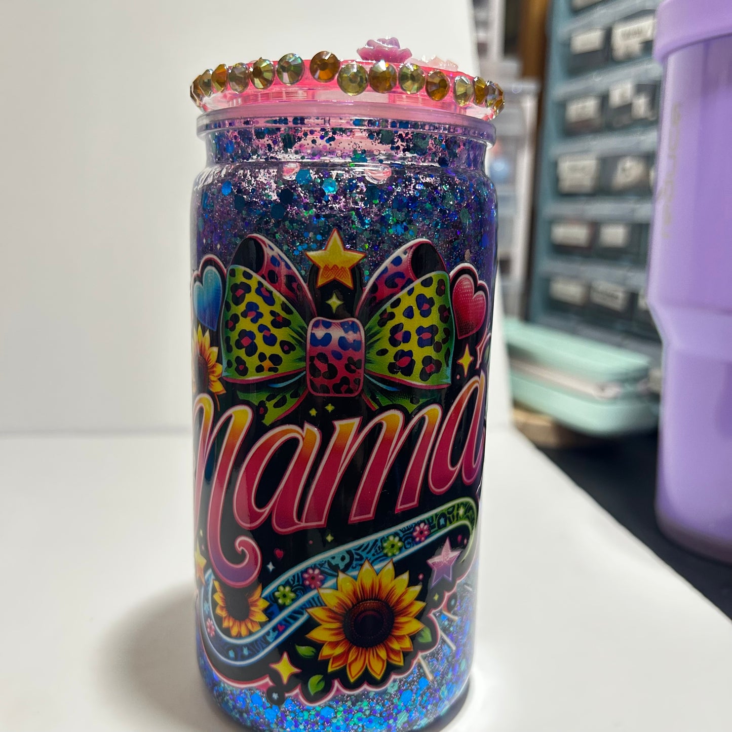 Neon Mama Acrylic Glitter Tumbler 💖✨