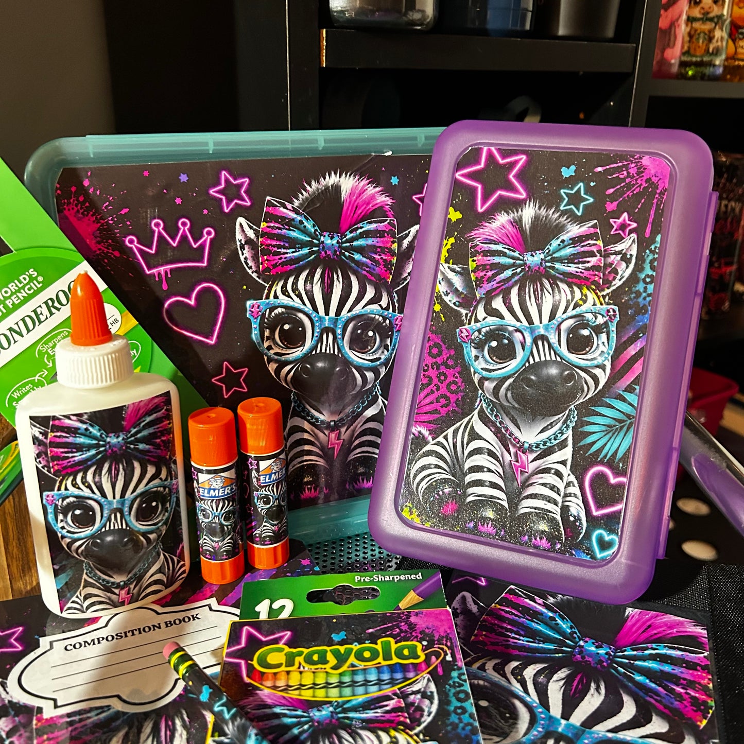 Personalized Zebra Back to School Supply Set | Matching School Supplies for Girls