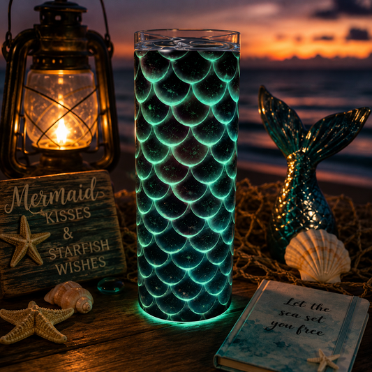 20 oz Glow Mermaid Scales Stainless Steel Tumbler | Ocean Glow Collection