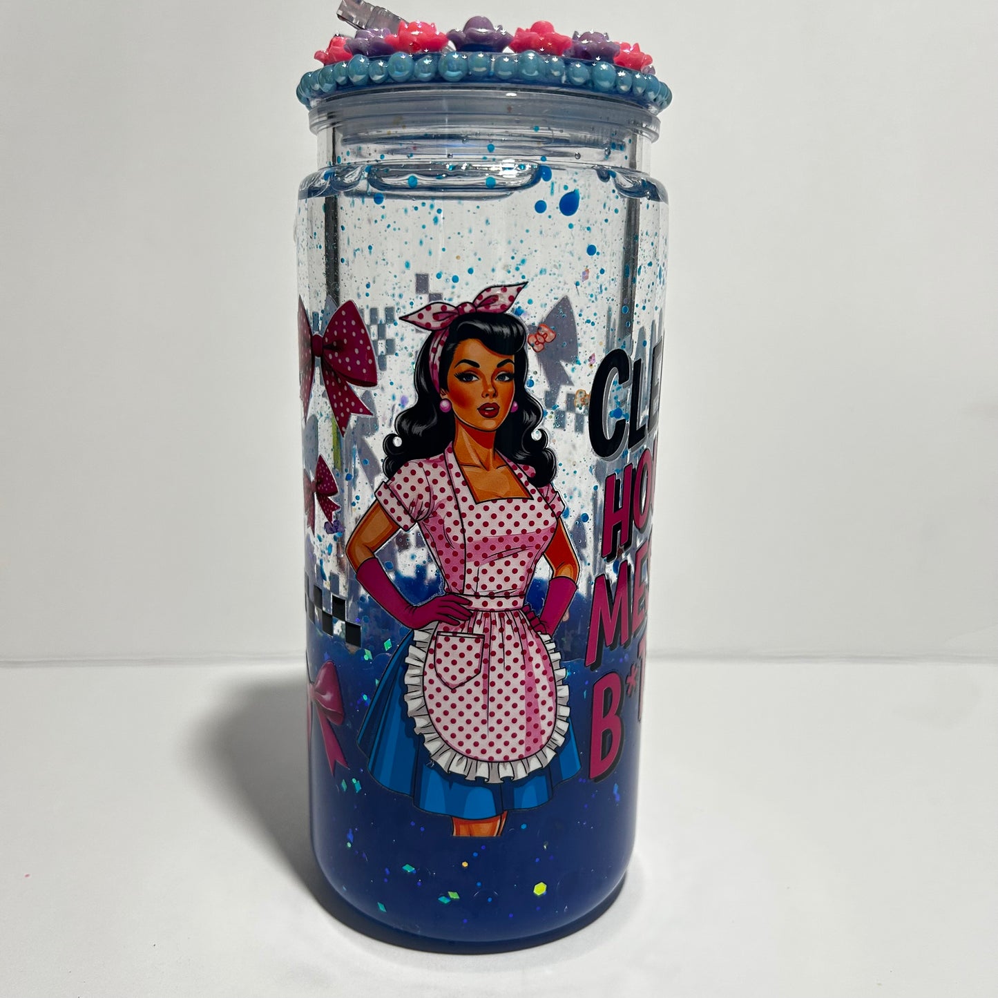 Clean House Messy B*tch Acrylic Lava Tumbler 💙✨