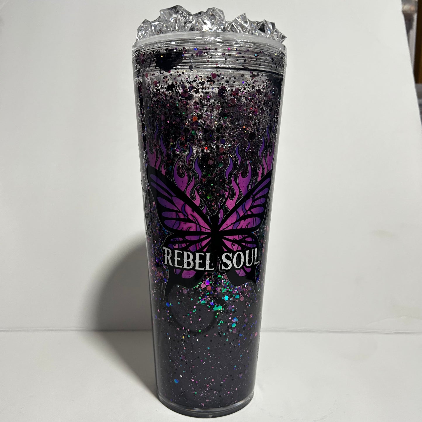 Rebel Soul Lava Glitter Acrylic Tumbler 💜