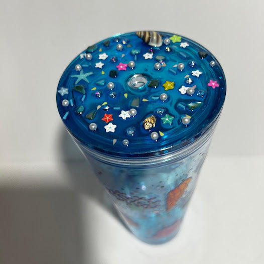 Ocean Shell Dual Lava Glitter Tumbler | 24 oz Handmade Beach Cup 🌊🐚✨