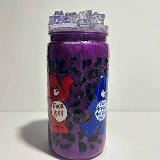 B* Please Bear 20 oz Cat Eye Acrylic Tumbler 💜🐻✨