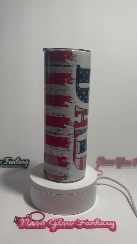 Dad 20 oz Stainless Steel Tumbler | American Flag Insulated Travel Cup | Father’s Gift